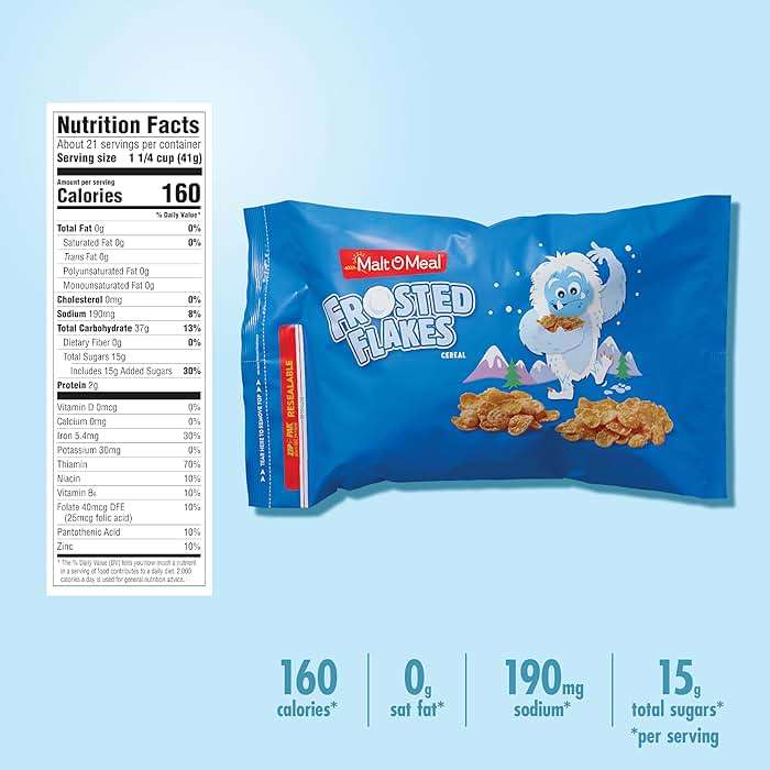 Malt-O-Meal Frosted Flakes Breakfast Cereal, Family Size, 30 oz Resealable Bag - Image 6