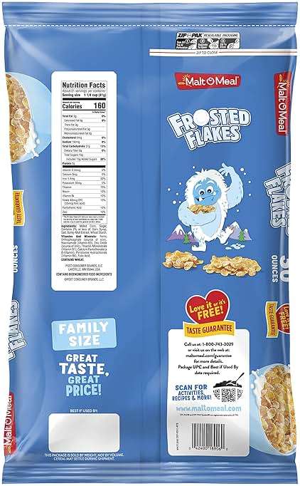 Malt-O-Meal Frosted Flakes Breakfast Cereal, Family Size, 30 oz Resealable Bag - Image 10
