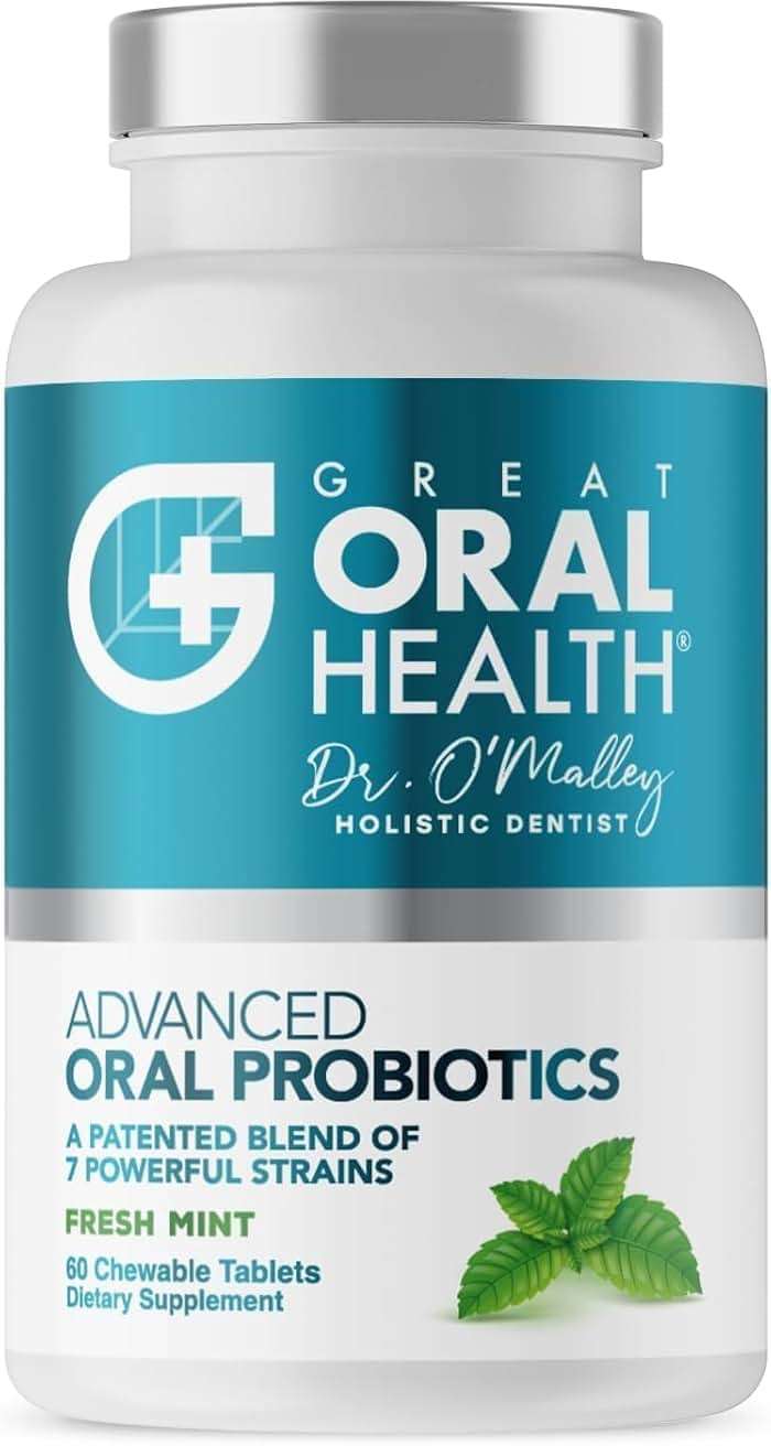 Oral Probiotics for Mouth Bad Breath Treatment for Adults; Dentist Formulated Dental Probiotics for Teeth and Gums Health & Chronic Halitosis with BLIS K12 M18, 60 Chewable Oral Health Tablets Mint - Image 1