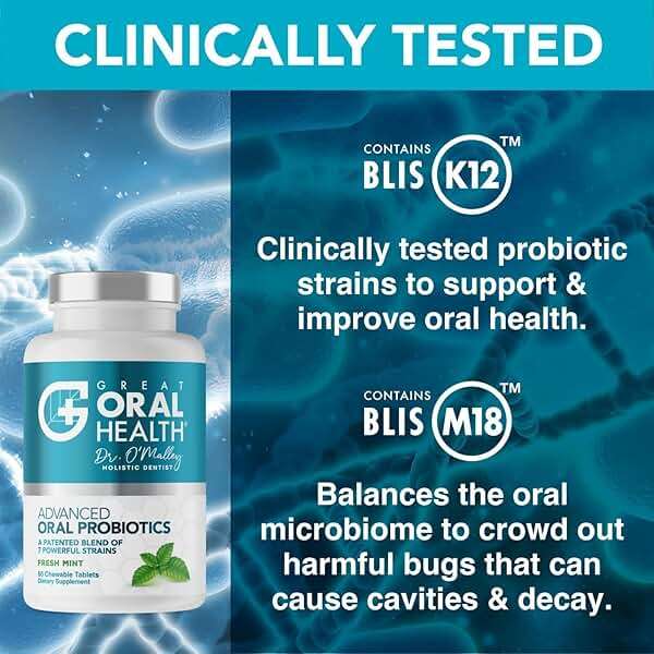Oral Probiotics for Mouth Bad Breath Treatment for Adults; Dentist Formulated Dental Probiotics for Teeth and Gums Health & Chronic Halitosis with BLIS K12 M18, 60 Chewable Oral Health Tablets Mint - Image 4