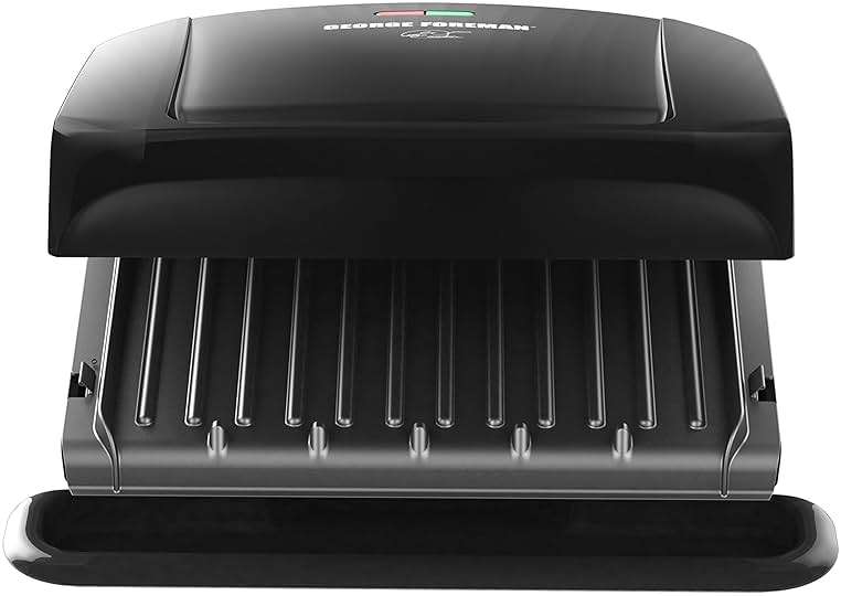 George Foreman 4-Serving Removable Plate Electric Grill and Panini Press, George Tough Non-Stick Coating, Drip Tray Catches Grease, Black - Image 8