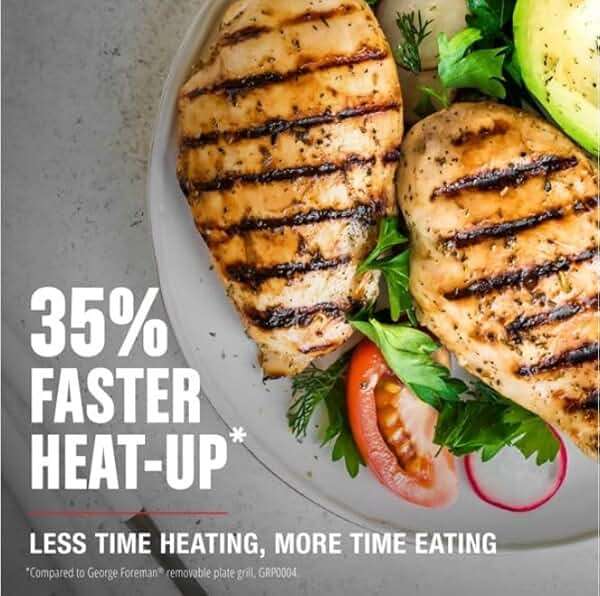 George Foreman 4-Serving Removable Plate Electric Grill and Panini Press, George Tough Non-Stick Coating, Drip Tray Catches Grease, Black - Image 9