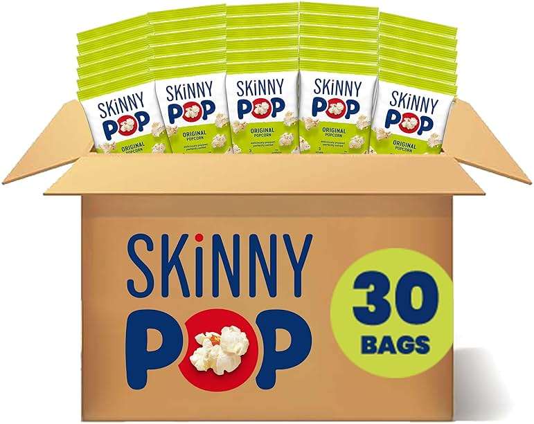 SkinnyPop Popcorn, Original, Whole Grain, Dairy-Free Snack, 0.65oz Bags (30ct) - Image 1