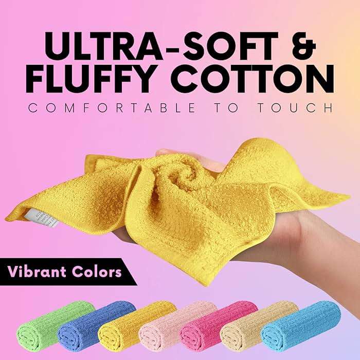 Elaine Karen Multicolored Body Wash Cloths Cotton Washcloths 8 Pack Cotton wash Cloths for Showering, Face Towels Cotton, Rags for Body - Soft and Absorbent - Wash Cloths for Body, 12 x 12 Inches - Image 3