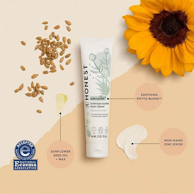 The Honest Company Hypoallergenic Diaper Rash Cream, Moisturizing, Calming Zinc Oxide Ointment, NEA Recognized Cruelty-Free, 2.5 oz - Image 2