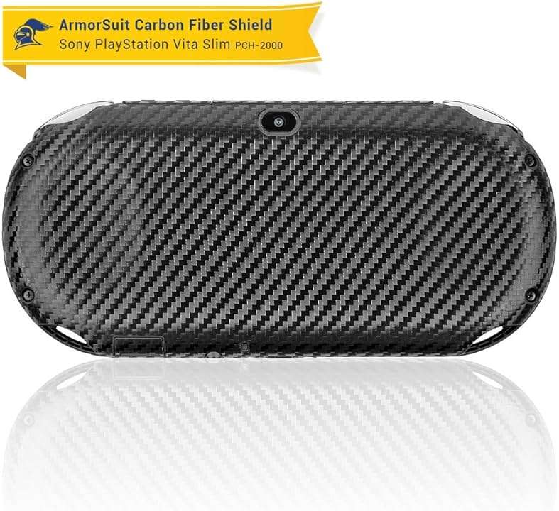 ArmorSuit MilitaryShield Black Carbon Fiber Skin Wrap Film + HD Clear Screen Protector for PlayStation Vita Slim (2014) - Anti-Bubble Film - Image 7