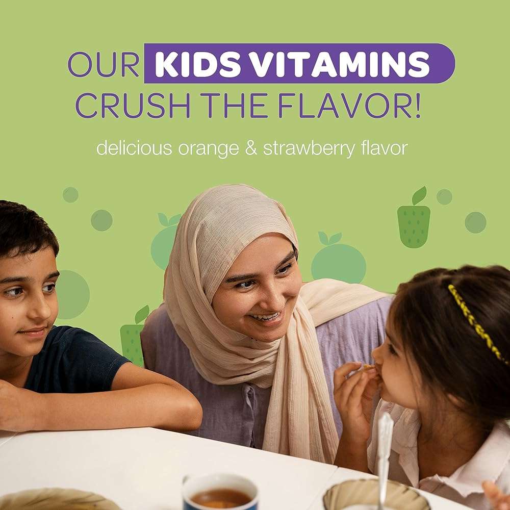 Noor Vitamins Halal Vitamins, Kids Vitamins, Kids Multivitamin Gummies: Vitamin C for Kids, D3, and Zinc for Immunity, B6 B12 for Energy. Gluten Free Halal Gummies, 90 Count Gummy Vitamins for Kid - Image 4