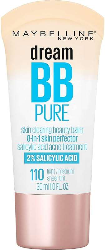 Maybelline Dream Pure Skin Clearing BB Cream, 8-in-1 Skin Perfecting Beauty Balm With 2% Salicylic Acid, Sheer Tint Coverage, Oil-Free, Light/Medium, 1 Count - Image 1