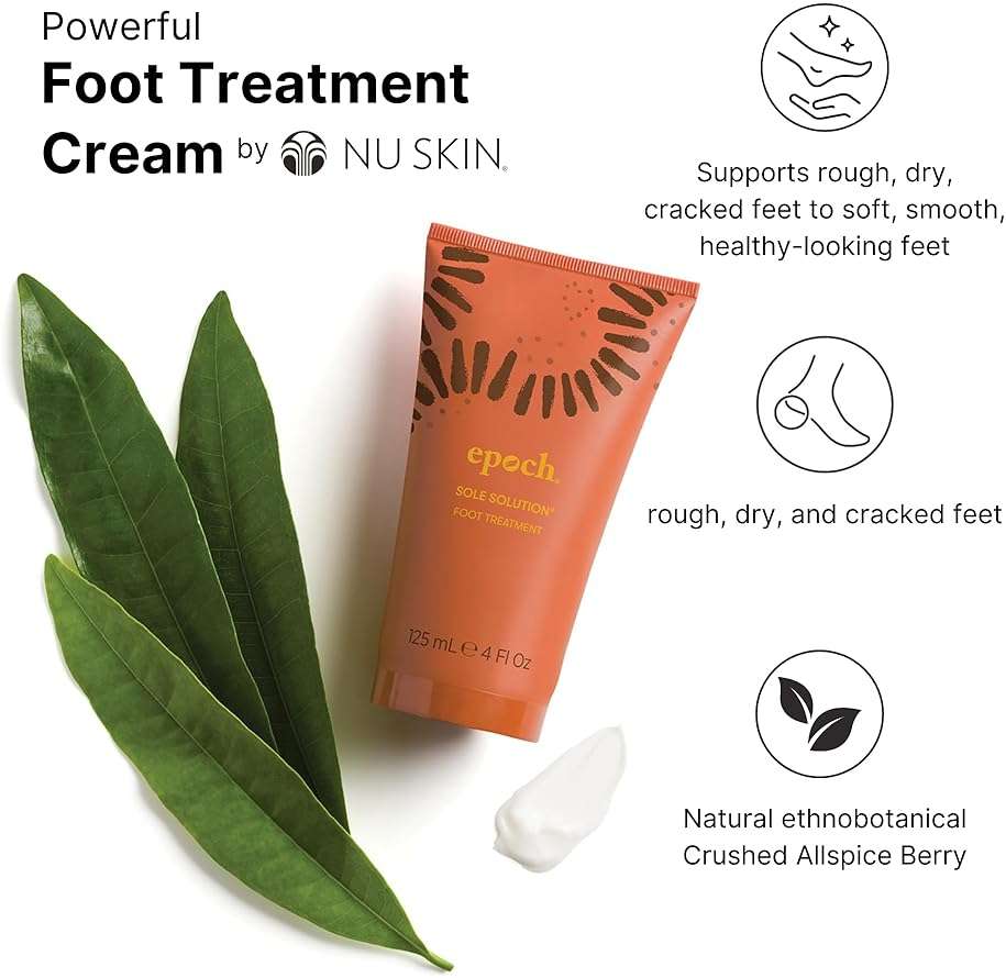 Nu Skin Epoch Sole Solution Foot Treatment | Intensive Moisturizing Cream for Dry Feet, Rough Skin & Heels | Softens Calluses With Natural Papain, Urea, Baobab & Allantoin | 4 oz | 1 Pack - Image 3