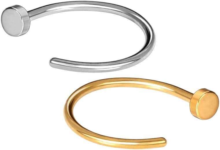 JewelrieShop Nose Rings Hoop 20G Stainless Steel Nose Piercing Jewelry Fake Lip Hoop Rings for Women Men - Image 1