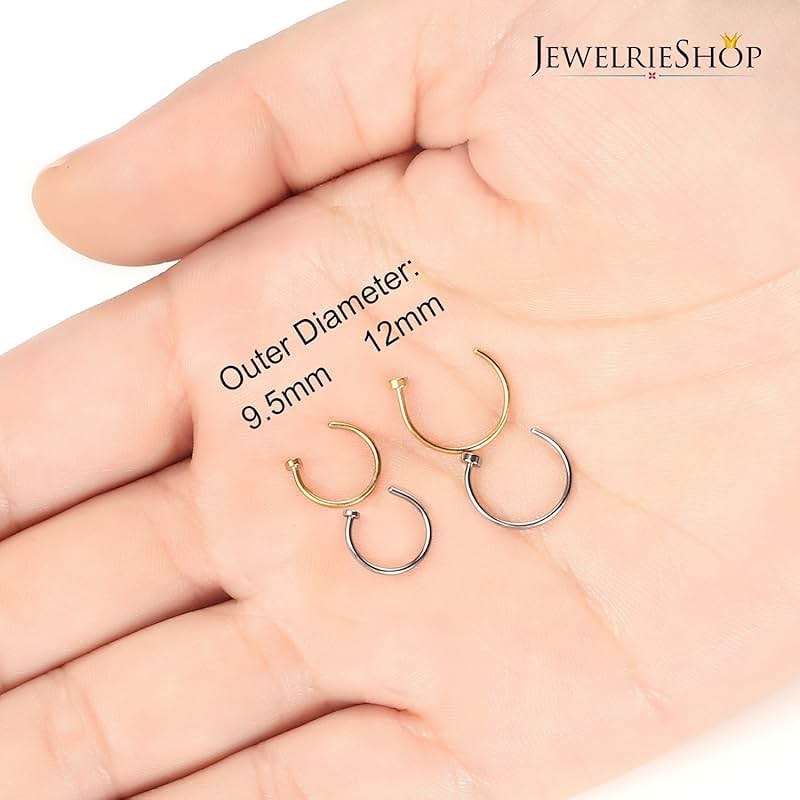 JewelrieShop Nose Rings Hoop 20G Stainless Steel Nose Piercing Jewelry Fake Lip Hoop Rings for Women Men - Image 4