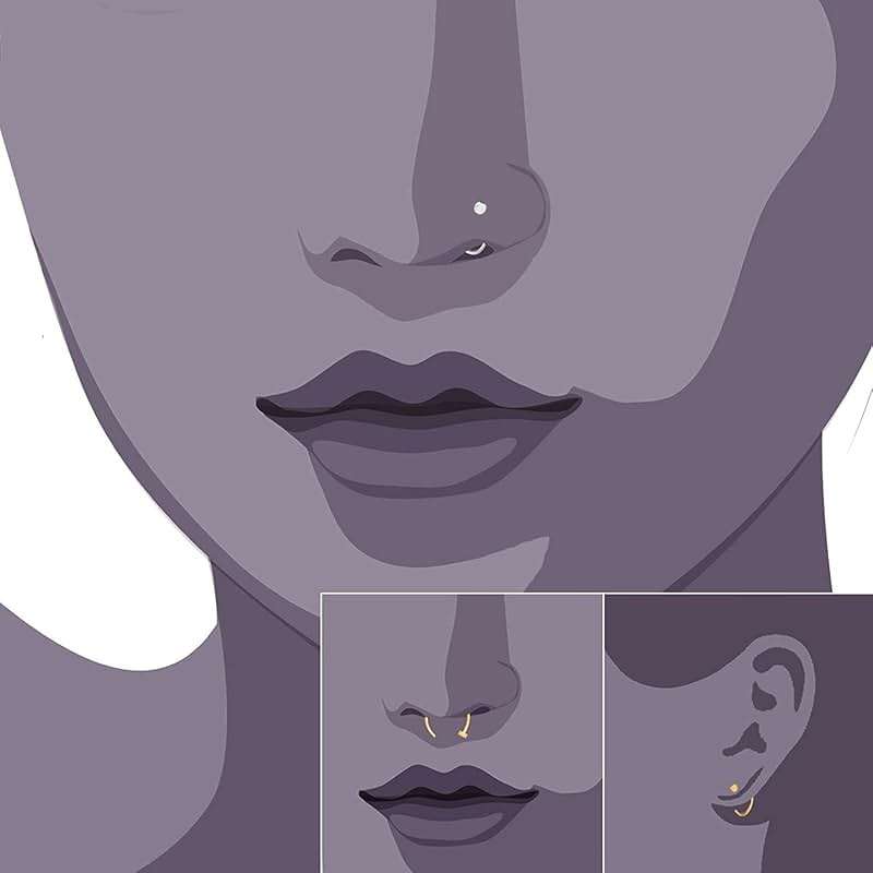 JewelrieShop Nose Rings Hoop 20G Stainless Steel Nose Piercing Jewelry Fake Lip Hoop Rings for Women Men - Image 5