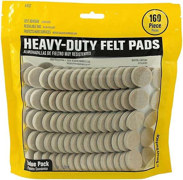 Smart Surface 8727 Heavy Duty Self Adhesive Furniture Felt Pads 1-Inch Round Oatmeal 160-Piece Value Pack in Resealable Bag - Image 1