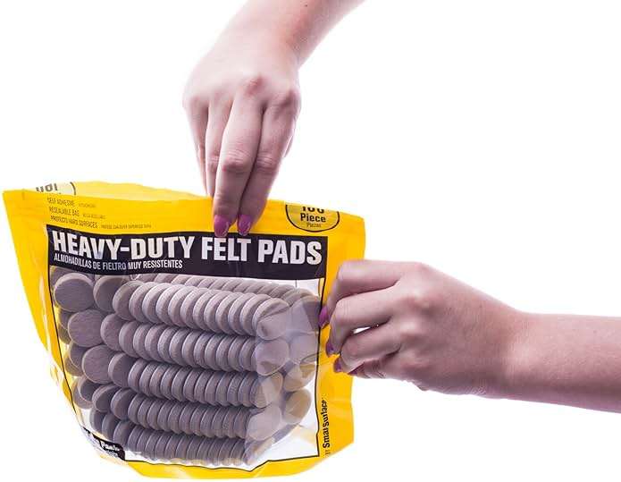 Smart Surface 8727 Heavy Duty Self Adhesive Furniture Felt Pads 1-Inch Round Oatmeal 160-Piece Value Pack in Resealable Bag - Image 4