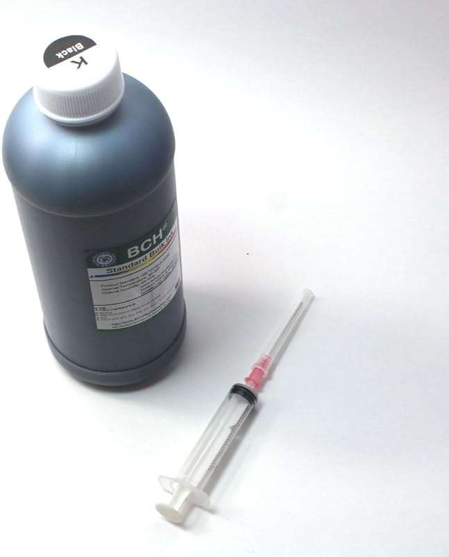 BCH Black Ink Refill Kit for Epson Inkjet Printers 500 ml (16.9 oz) High-Yield Printer Ink Refill- Refillable Ink Bottle with Syringe for Easy Refilling - Image 2