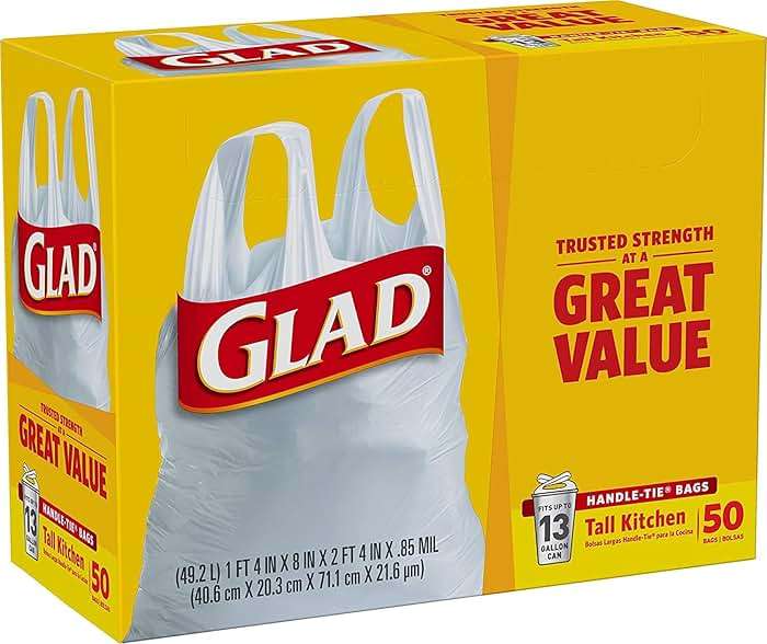 Glad 13 Gal. Tall Kitchen Handle-Tie Bags 50 ct (Pack of 4) - Image 2
