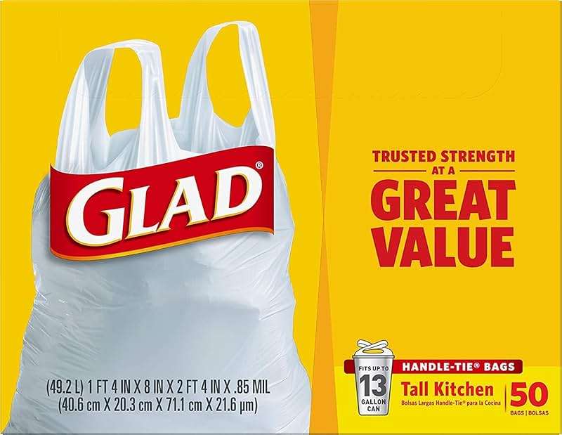 Glad 13 Gal. Tall Kitchen Handle-Tie Bags 50 ct (Pack of 4) - Image 5