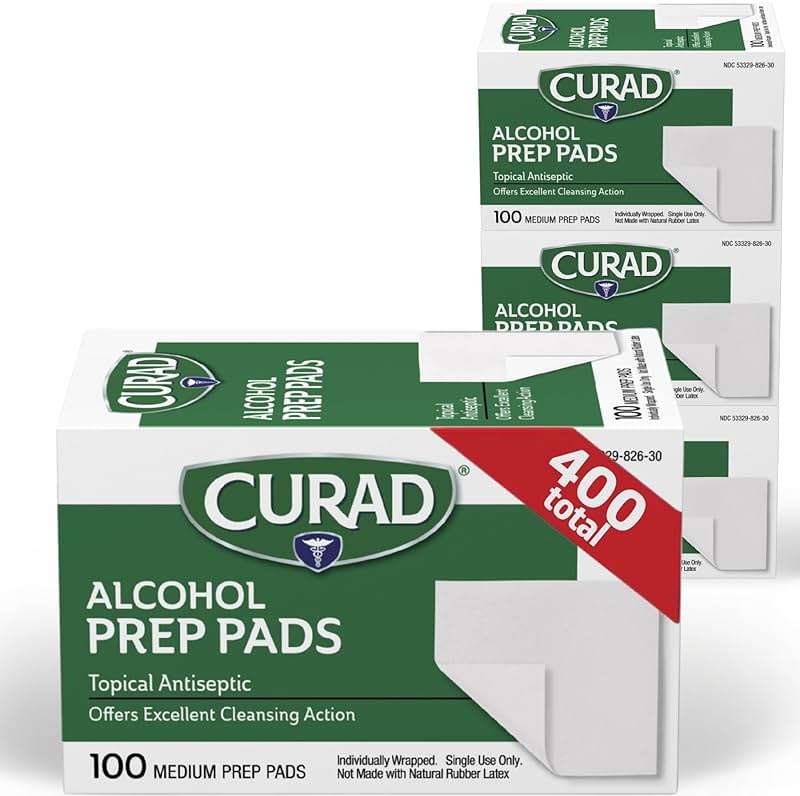 Curad, Alcohol Prep Pads, Medium Isopropyl Alcohol Wipes Individually Wrapped, 400 Count - Image 1