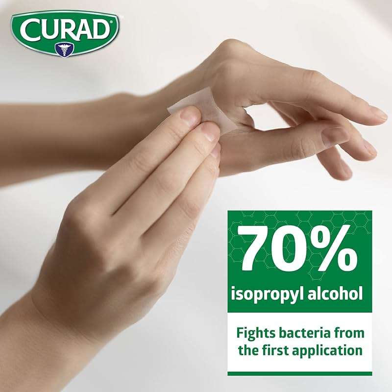 Curad, Alcohol Prep Pads, Medium Isopropyl Alcohol Wipes Individually Wrapped, 400 Count - Image 3