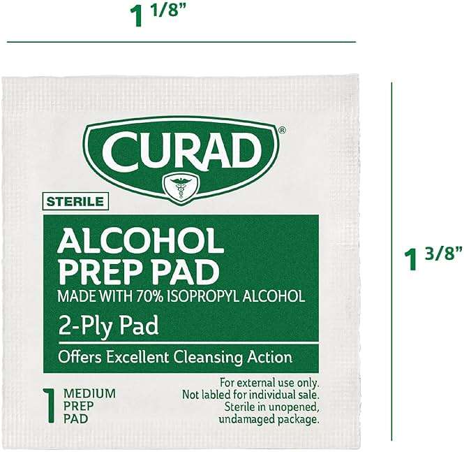 Curad, Alcohol Prep Pads, Medium Isopropyl Alcohol Wipes Individually Wrapped, 400 Count - Image 5