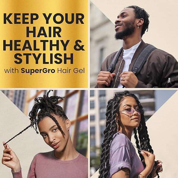 SuperGro Hair Gel with Extra Hold - For Braiding, Locking, Instant Edge Control, Twisting, Retwisting - Natural Grip Jam for Neat Shining - Braid, Loc Care Gel with Black Castor Oil - 16 oz - Image 6