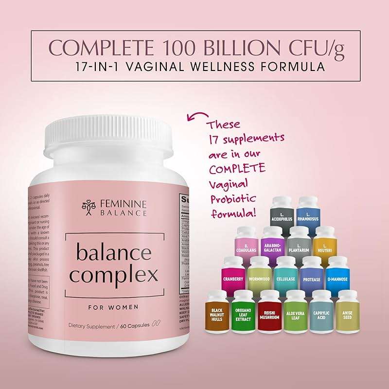 Balance Complex 17-in-1 Vaginal Health 100 Billion Probiotics for Women pH Balance with Cranberry & D-Mannose | Promote Urinary Tract Health for Vaginal Odor & Vaginal Flora, 60 Capsules - Image 5