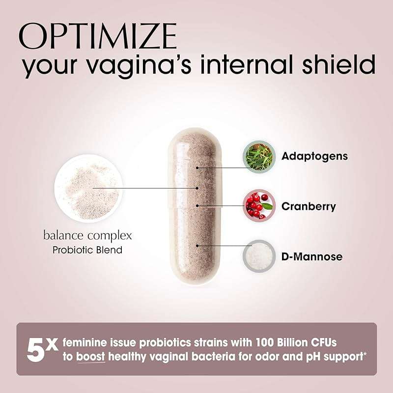 Balance Complex 17-in-1 Vaginal Health 100 Billion Probiotics for Women pH Balance with Cranberry & D-Mannose | Promote Urinary Tract Health for Vaginal Odor & Vaginal Flora, 60 Capsules - Image 6