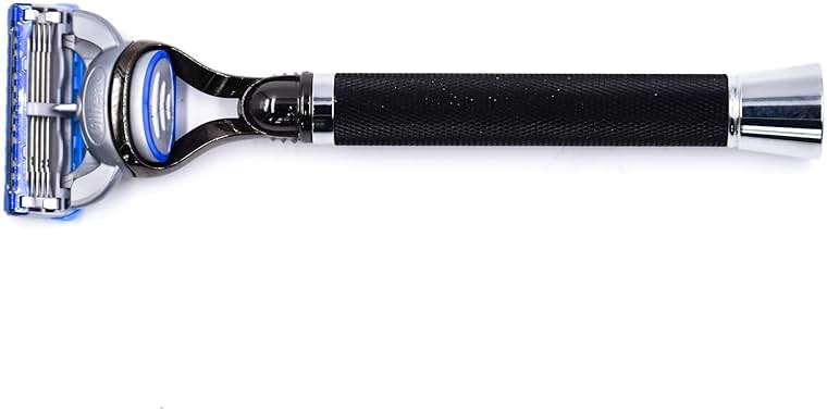 Parker Deluxe Black Fusion-Compatible Razor – 6″ Heavyweight Textured Handle + Free Gillette® Fusion Blade – Premium Men’s Shaving Tool - Image 2