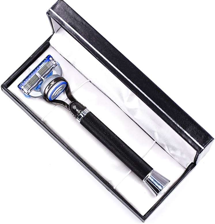 Parker Deluxe Black Fusion-Compatible Razor – 6″ Heavyweight Textured Handle + Free Gillette® Fusion Blade – Premium Men’s Shaving Tool - Image 4