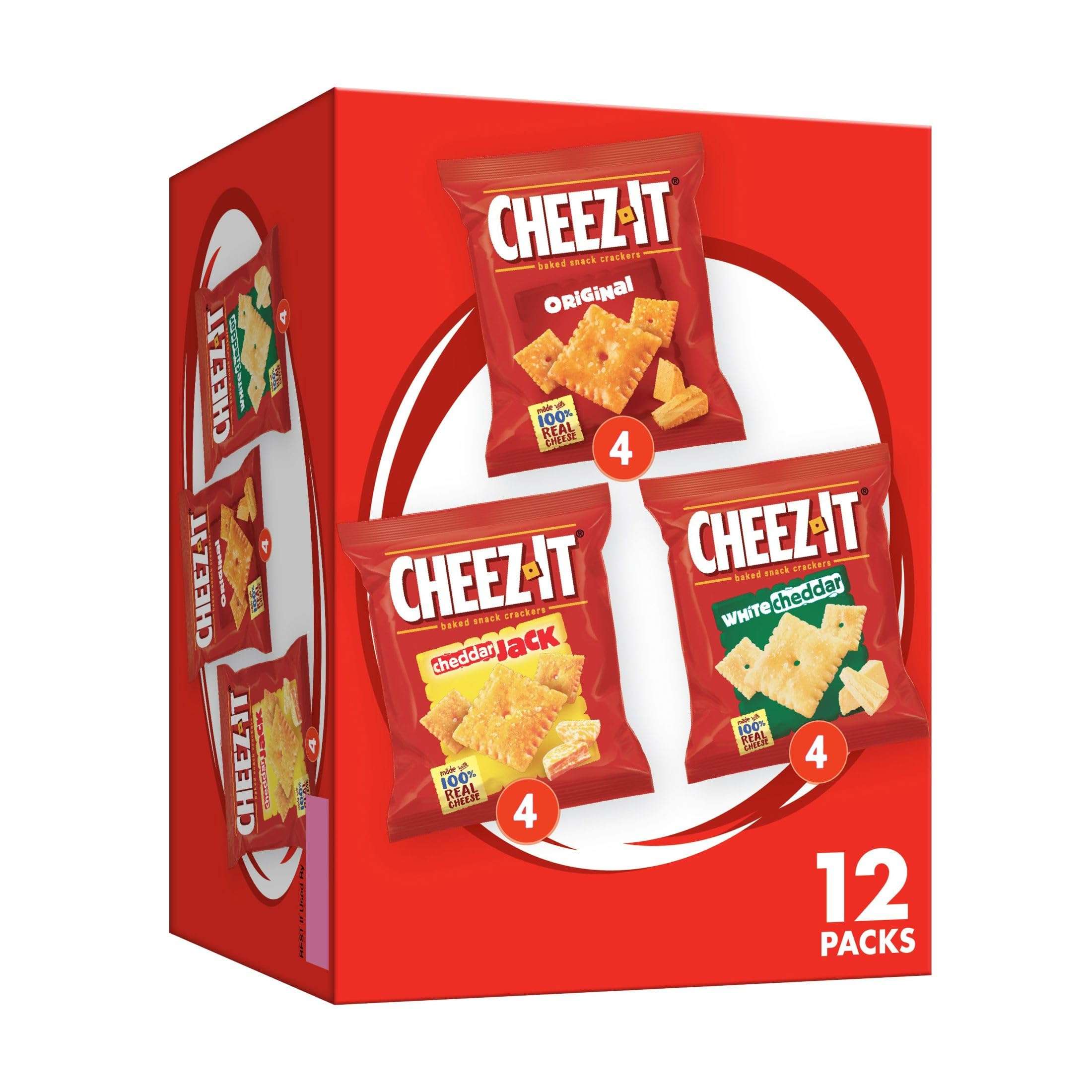 Cheez-It Cheese Crackers, Baked Snack Crackers, Lunch Snacks, Variety Pack, 12.1oz Box (12 Packs) - Image 1