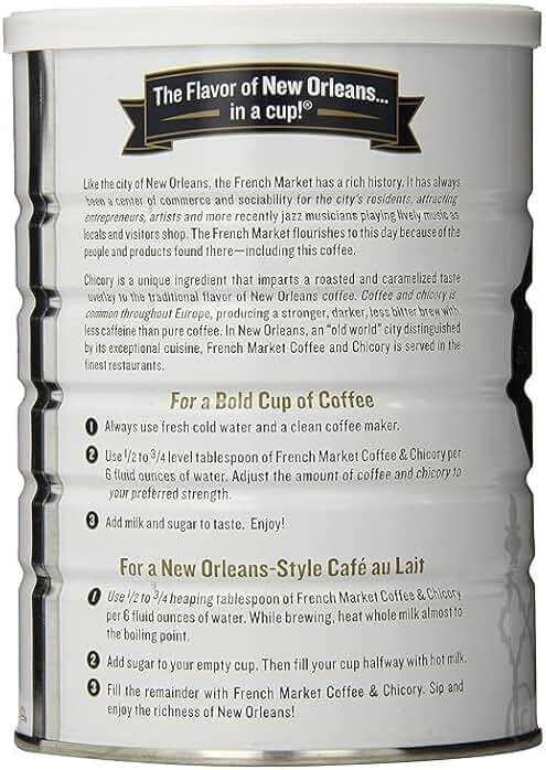 French Market Coffee & Chicory Restaurant Blend Medium-Dark Roast Ground Coffee, 12oz Can (Pack of 1) - Image 2