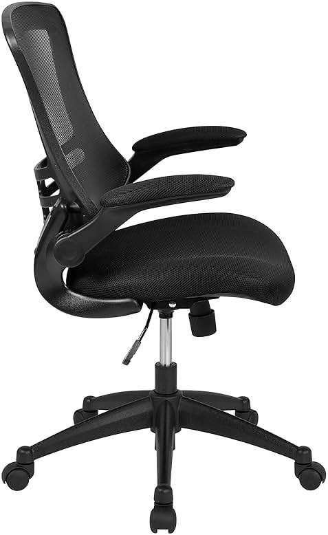 Flash Furniture Kelista Mid-Back Swivel Office Chair with Adjustable Seat Height, Ergonomic Mesh Desk Chair with Flip-Up Armrests, Black - Image 15