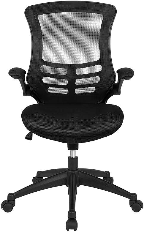 Flash Furniture Kelista Mid-Back Swivel Office Chair with Adjustable Seat Height, Ergonomic Mesh Desk Chair with Flip-Up Armrests, Black - Image 16