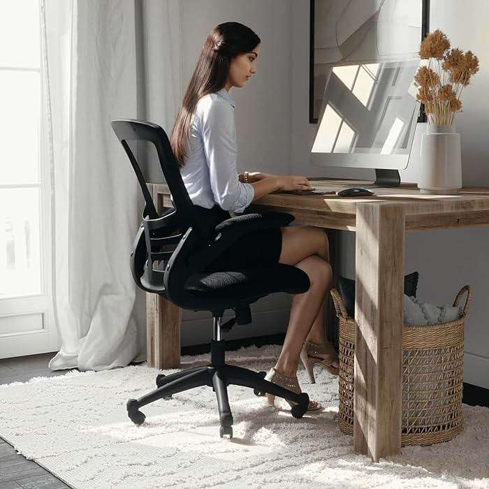 Flash Furniture Kelista Mid-Back Swivel Office Chair with Adjustable Seat Height, Ergonomic Mesh Desk Chair with Flip-Up Armrests, Black - Image 7
