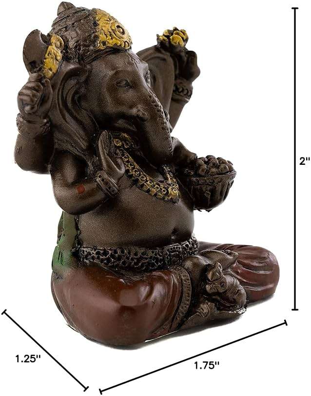 Top Collection Mini Ganesh Statue - Ganesha Lord of Success Sculpture in Premium Cold Cast Bronze with Colored Accents - 2-Inch Collectible New Age Hind God Figurine (Sm. Ganesh) - Image 2