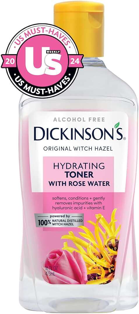 Dickinson's Enhanced Witch Hazel Hydrating Toner with Rosewater, Alcohol Free, 98% Natural Formula, 16 Fl Oz (Pack of 1) - Image 2