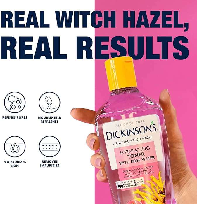 Dickinson's Enhanced Witch Hazel Hydrating Toner with Rosewater, Alcohol Free, 98% Natural Formula, 16 Fl Oz (Pack of 1) - Image 3