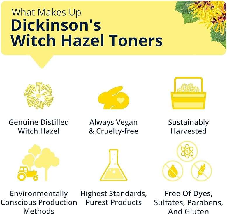 Dickinson's Enhanced Witch Hazel Hydrating Toner with Rosewater, Alcohol Free, 98% Natural Formula, 16 Fl Oz (Pack of 1) - Image 6