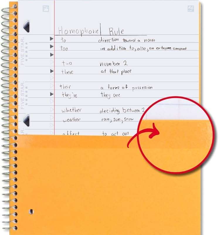 Five Star Spiral Notebook + Study App, 1 Subject, Wide Ruled Paper, 8" x 10-1/2", 100 Sheets, Fights Ink Bleed, Water Resistant Cover, Tidewater Blue (72875) - Image 5