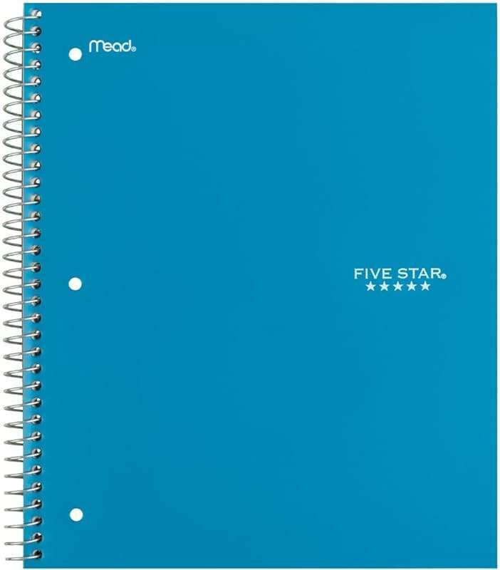 Five Star Spiral Notebook + Study App, 1 Subject, Wide Ruled Paper, 8" x 10-1/2", 100 Sheets, Fights Ink Bleed, Water Resistant Cover, Tidewater Blue (72875) - Image 8