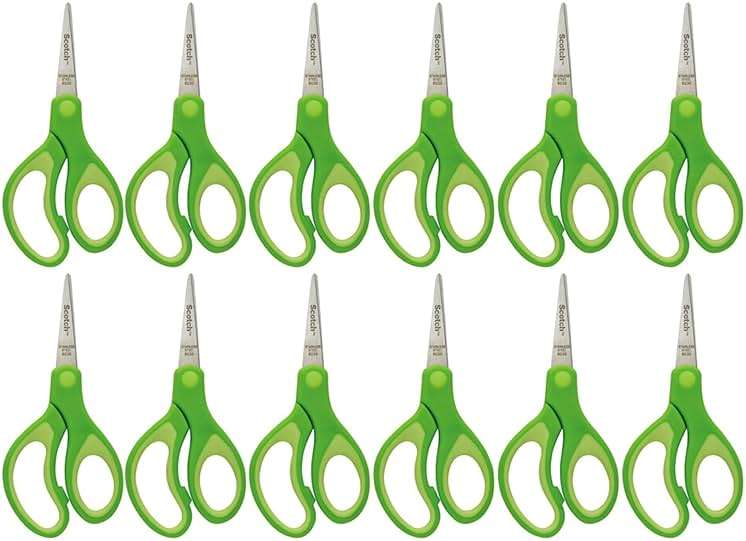 Scotch 5" Soft Touch Pointed Tip Kids Scissors, 12 Count Teacher’s Pack, Green, All-Purpose Scissors for School and Crafts (1442P-12) - Image 3