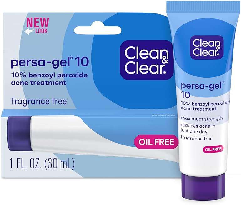 Clean & Clear Persa-Gel 10 Oil-Free Acne Spot Treatment with Maximum Strength 10% Benzoyl Peroxide, Topical Pimple Cream Visibly Reduces Acne in One Day, Fragrance-Free, 1 fl. oz - Image 1