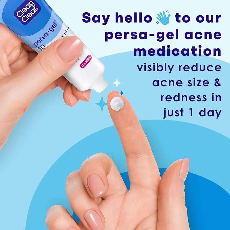 Clean & Clear Persa-Gel 10 Oil-Free Acne Spot Treatment with Maximum Strength 10% Benzoyl Peroxide, Topical Pimple Cream Visibly Reduces Acne in One Day, Fragrance-Free, 1 fl. oz - Image 2