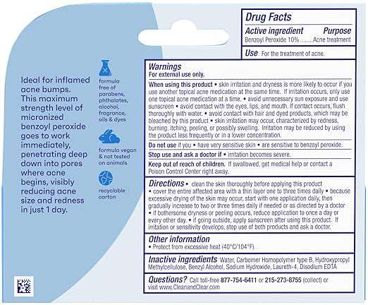 Clean & Clear Persa-Gel 10 Oil-Free Acne Spot Treatment with Maximum Strength 10% Benzoyl Peroxide, Topical Pimple Cream Visibly Reduces Acne in One Day, Fragrance-Free, 1 fl. oz - Image 6