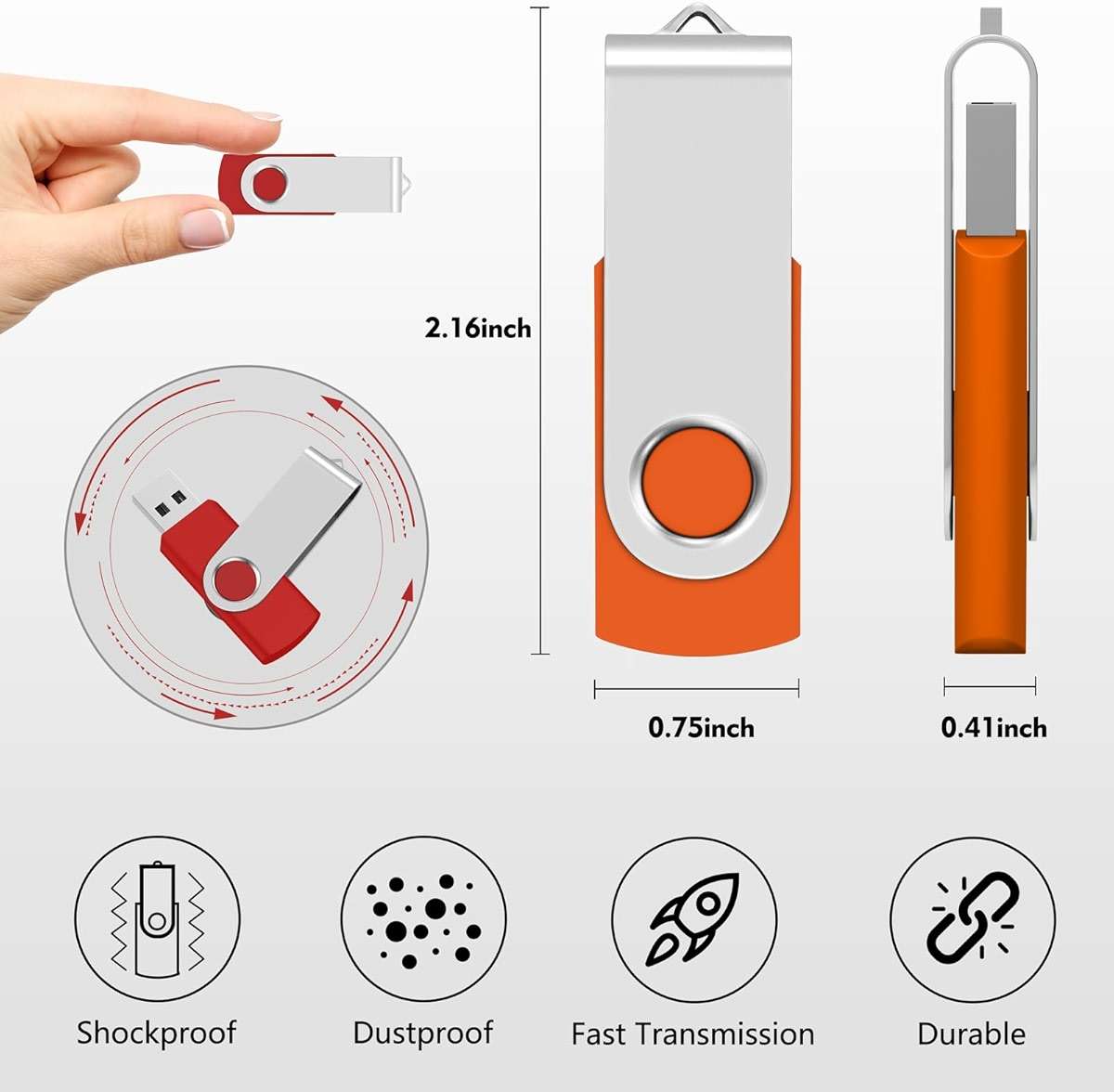 AreTop 2GB USB Flash Drive 10 Pack Pen Drive Memory Stick USB2.0 Pendrive Thumb Drives Bulk for Fold Data Storage Memoria USB (Bulk 10 PCS - Mixed Colors Black/Blue/Purple/Green/Red) - Image 3
