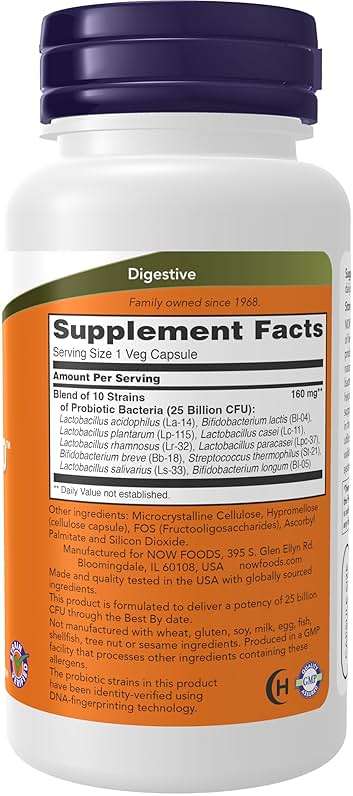 NOW Foods Supplements, Probiotic-10™, 25 Billion, with 10 Probiotic Strains, Dairy, Soy and Gluten Free, Strain Verified, 100 Veg Capsules - Image 2