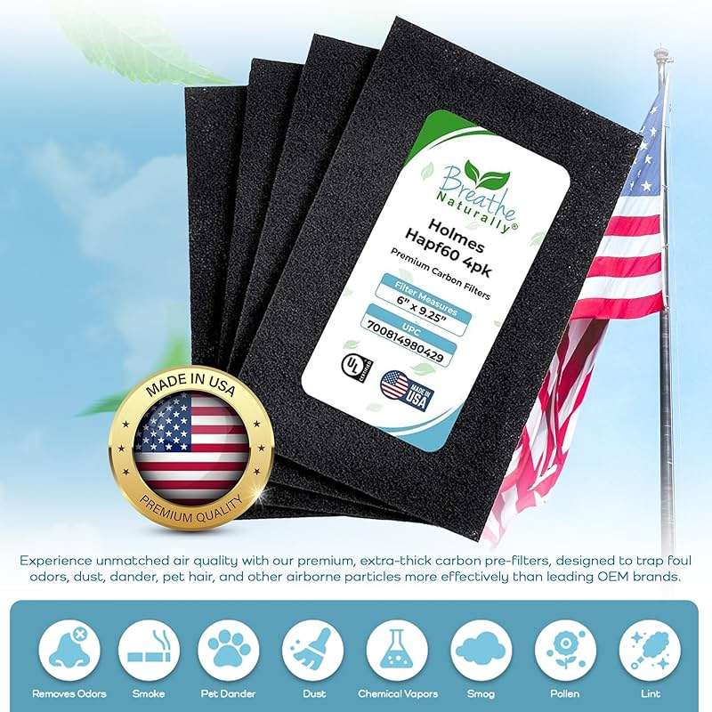 Breathe Naturally - Hapf600 HEPA Carbon Filter Replacement for Holmes Air Purifiers - High Efficiency Carbon Air Cleaner Filters - Compatible with Holmes HAPF600 Series - (4 Pack Carbon Filter C) - Image 2
