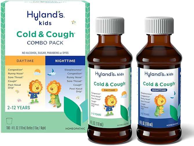 Hyland's Kids Cold and Cough, Day and Night Combo Pack, Cold Medicine for Ages 2 and up, Syrup Cough Medicine for Kids, Nasal Decongestant, 4 Fl Oz (Pack of 2) - Image 1