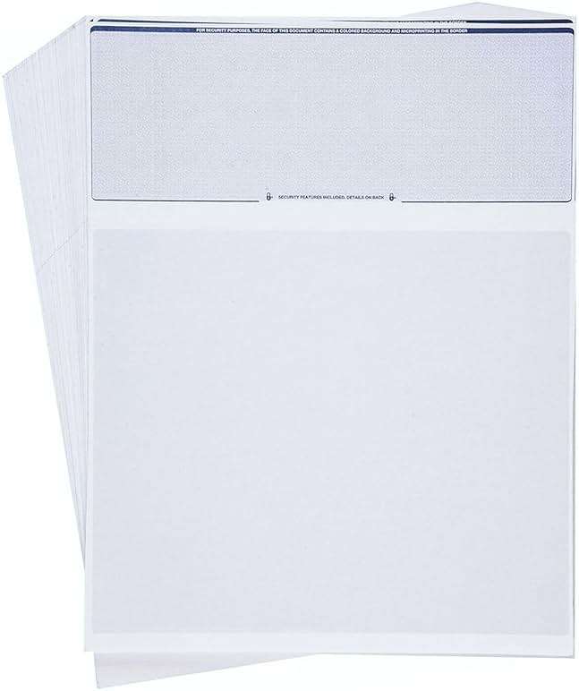 CheckOMatic Business Check Paper, Blank Computer Checks on Top, 100 Sheets | Diamond Blue, Compatible with QuickBooks, Laser/Inkjet Printers, Security Features, 24lb Paper, Business Payroll Checks - Image 1