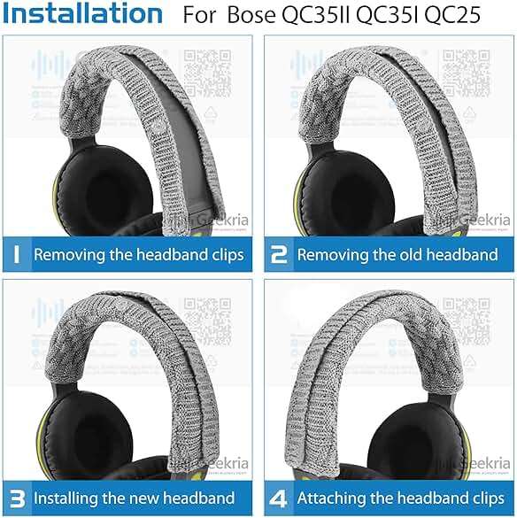 Geekria Knit Fabric Headband Cover Compatible with Sony WH-1000XM6/M5/XM4, INZONE H7/ H9, Beats Studio 3, ULTRASONE Signature Fusion Headphones, Replacement Repair Part (Grey) - Image 5